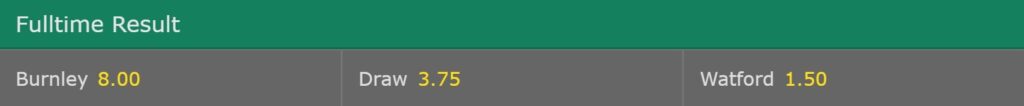 bet365 in play odds for burnley v watford desktop