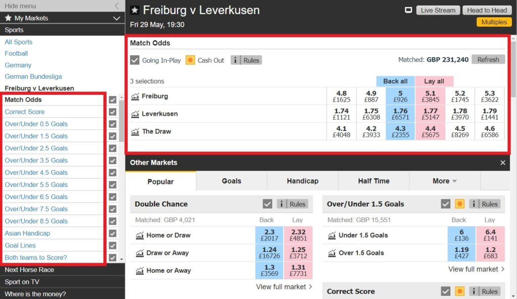 betfair exchange event page desktop