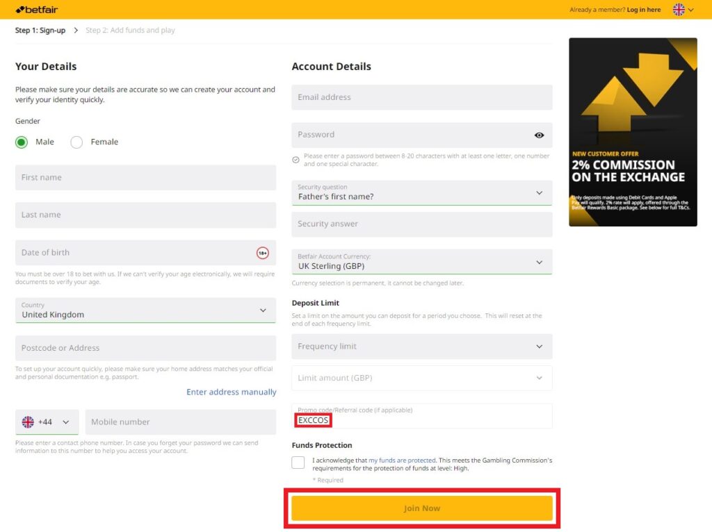 betfair exchange registration page desktop