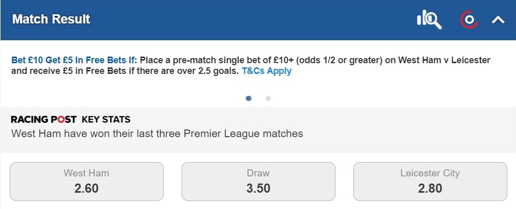 betfred back odds for west ham desktop