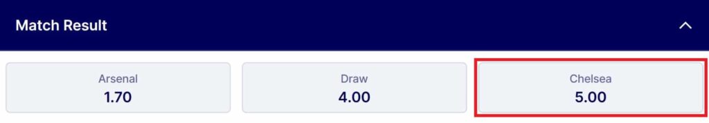betfred match result market for arsenal v chelsea desktop
