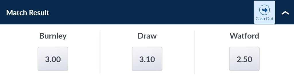 coral odds for burnley v watford desktop