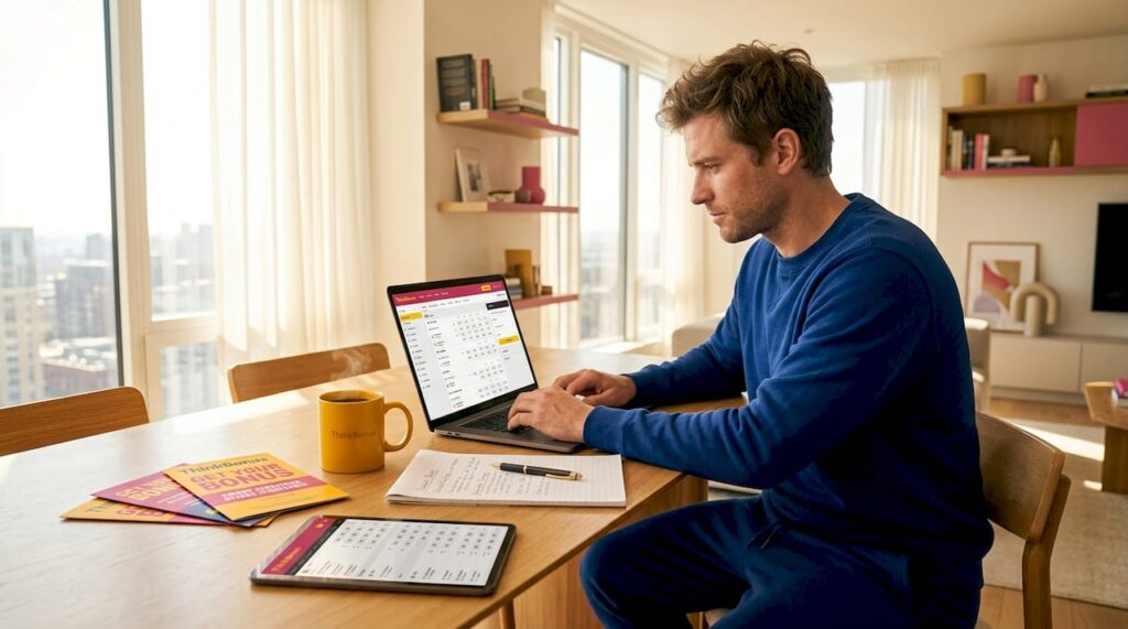The role of free bets in side income: a bettor's guide Man researching sports betting offers at home