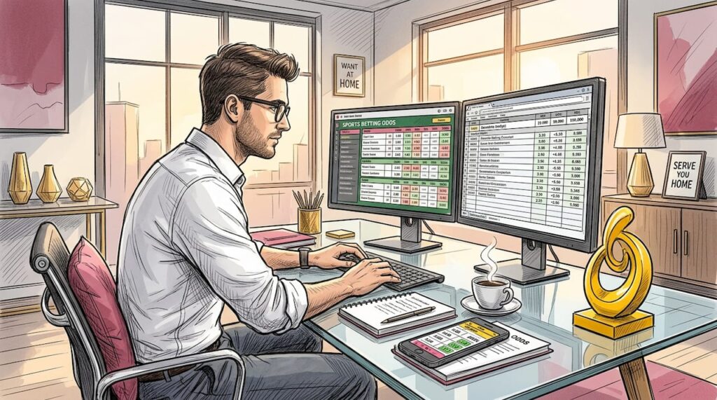 How Bookmaker Offers Generate Income in 2026 Sports betting analyst working with odds at home desk