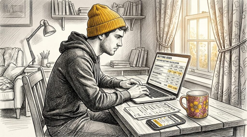 Why Matched Betting Is Not Gambling: A Clear Guide Person using laptop for matched betting in home office