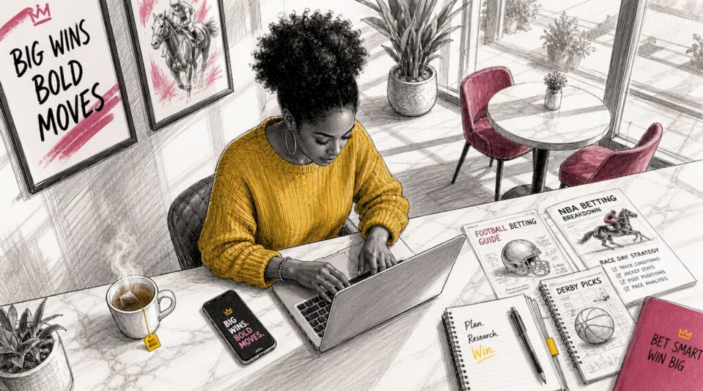 Young woman working on matched betting at home